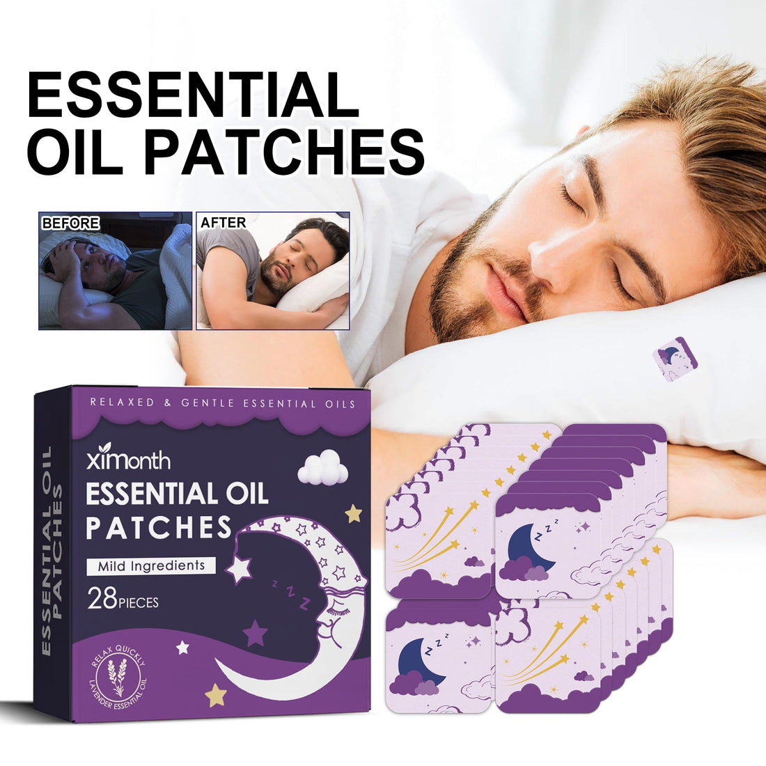 Essential Oil Goodnight Patch, Helps You Fall Asleep Quickly At Night And Relieves Body Muscle Fatigue And Stress Sleep Patch