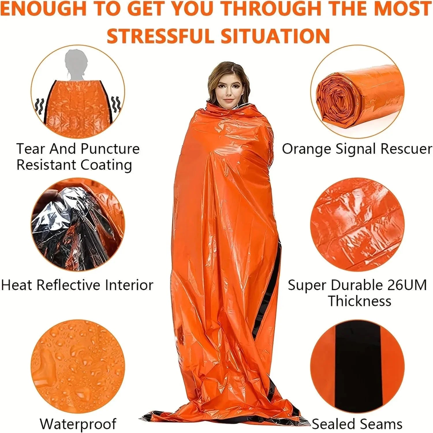 Emergency Survival Sleeping Bag – Portable Waterproof Mylar Thermal Bivy Sack for Camping & Rescue
