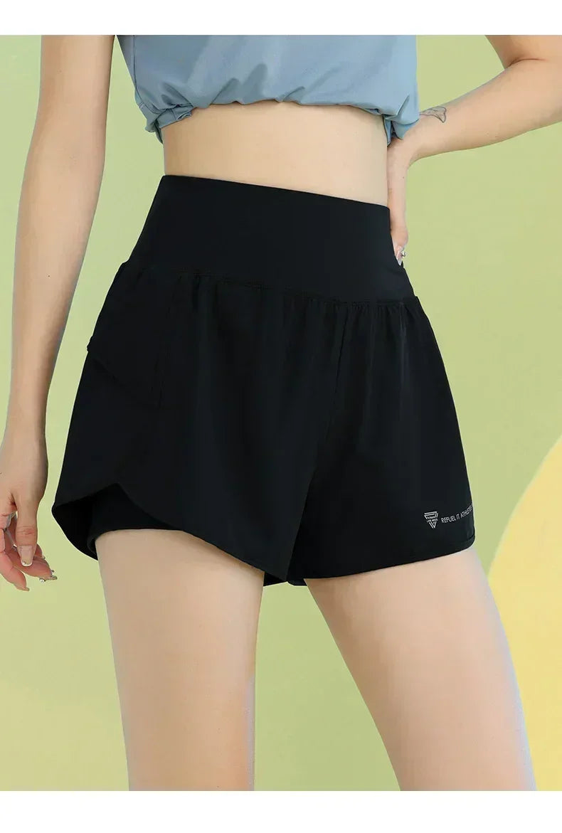 PHIGEER Yoga Shorts for Women Lightweight Gym Cycling Workout Shorts with Pocket Breathable Running Sweatpants Athletic Clothes