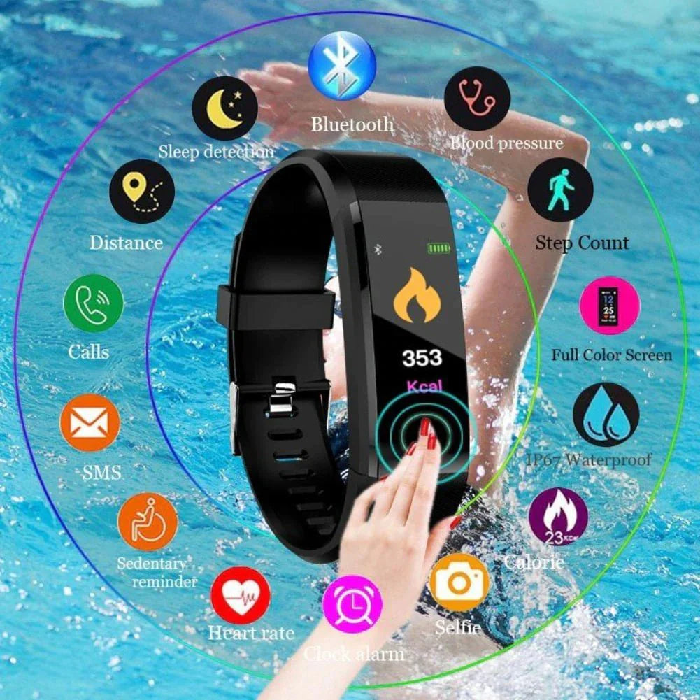IP67 Waterproof Fitness Tracker Smart Watch with Heart Rate, BP, Sleep & Multi‑Sport
