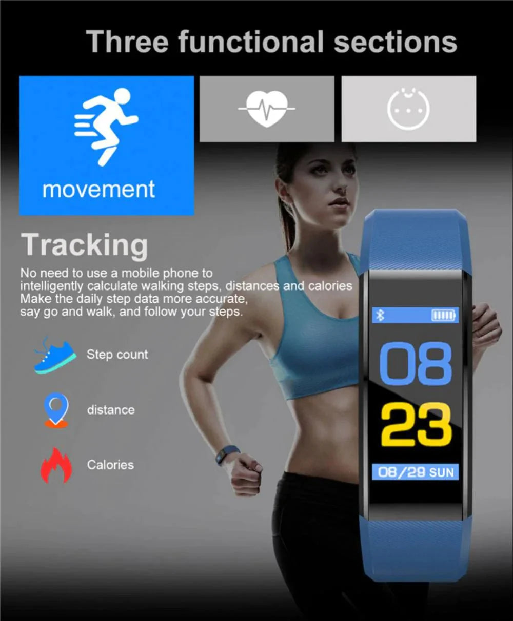 IP67 Waterproof Fitness Tracker Smart Watch with Heart Rate, BP, Sleep & Multi‑Sport