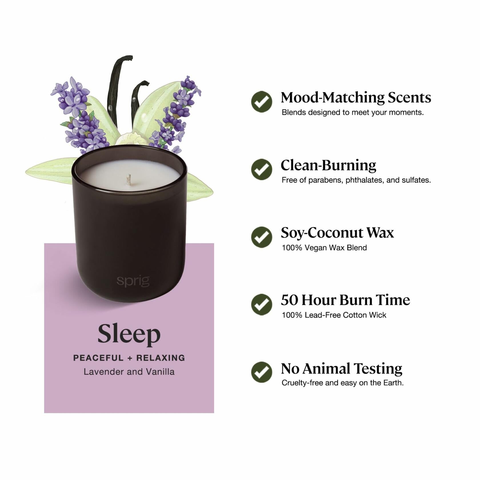 Sprig by Kohler Sleep Aromatherapy Candle with Lavender and Vanilla - 8 oz